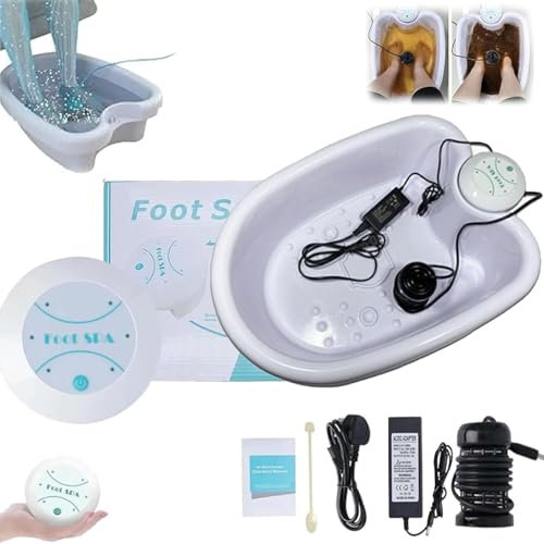 Ionic Foot Spa at Home Detox and Cleanse, 2.0 Ion Leg Spa, Ionic Detox Foot Bath Machine with Professional Tub Basin, Body Calf Relaxed and Relieved (with Basin)