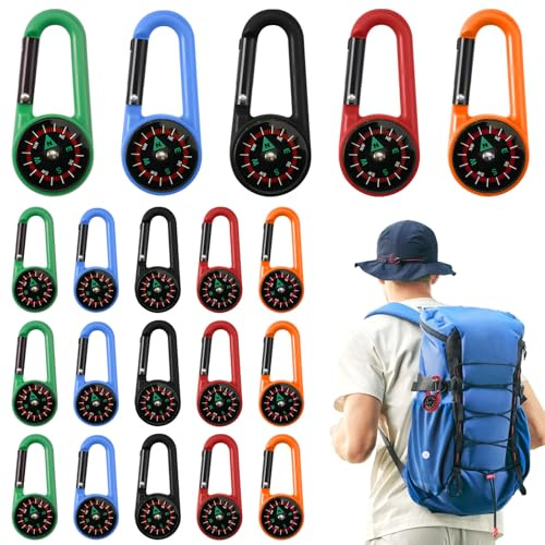 20 Pezzi Moschettoni per Bussola da Arrampicata, Mini Bussola