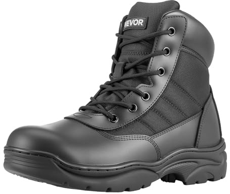 VEVOR Bottes Militaires Homme Pointure EU 42 Bottes Tactiques de Combat Légères Respirantes Robustes, Semelle Confortable, Chaussures de Travail de Randonnée pour Sécurité Extérieur, Alpinisme, Noir