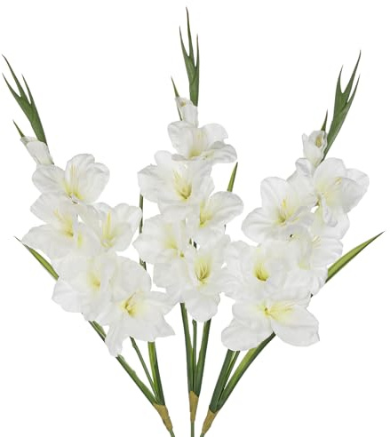 Oairse 3er-Set Künstliche Gladiole Deko 75cm Kunstblumen Wie Echt Hochzeitsdekorationen Dekoration Frühlingsblumen Kunstzweige für Tischdeko Zuhause Tisch Hochzeits Büro Dekoration