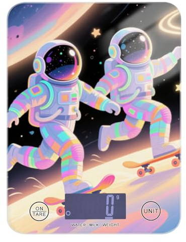 Carino Carino Bianco Astronauta Cibo Pesa Bilancia Alimentare per Cucina 5 kg/5 g, Impermeabile Bilancia da Cucina Grammi con 4 Unità per Cottura Cottura Pesa Digitale para alimentos