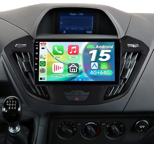 Android 15 Car Stereo 9IPS Radio for Ford Transit Custom Tourneo 2013-2017 | 4+64GB Transit Custom Android Head Unit, Wireless CarPlay Android Auto, BT5.4 WiFi 6, GPS Touch Screen, DSP, FM/RDS HD Camera