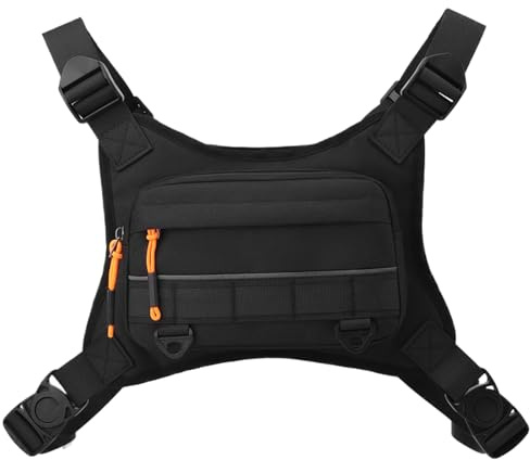 Gilet de course – Nylon, 9,84 x 5,91 x 1,97 pouces, sac à dos de course, ajustement réglable, poche poitrine avec plusieurs poches pour le rangement, poche poitrine pour la randonnée, les voyages, la