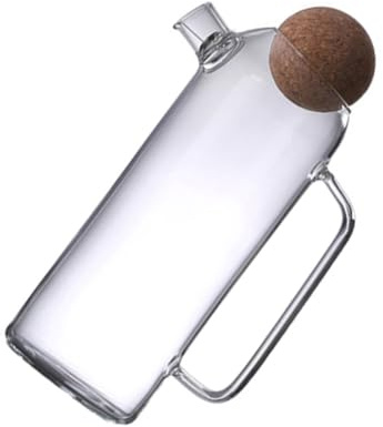 SMASOLO Tetera Infusora de Vidrio Tapa de Corcho, Jarra de Cristal 1200Ml para Agua y Té, Adecuada para Preparar Infusiones y Bebidas Frías Hogar