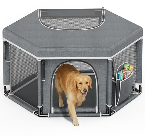 Sechseckige Welpenkiste für extra hohe Hundewelpen, Laufstall für große und kleine Rassen, unverzichtbares Welpen-Zubehör für Hunde, 120 x 62 cm