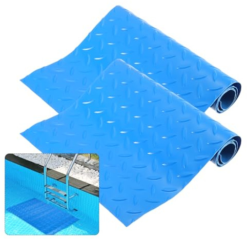 PATIKIL Swimming Pool Ladder Mat, (23 x 9) (2 Pcs), Non-Slip Protective Pool Ladder Pad Step Mat Liner Protection Pad with Stripe Texture, Suit for - Above Ground Steps/Pool Stairs