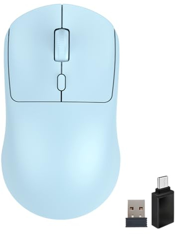 Wowssyo Ratón inalámbrico, Bluetooth, ratón inalámbrico con 800/1200/1600 DPI ajustable, portátil de 2,4 GHz, ratón ergonómico para ordenador portátil, PC, iOS, Android, iPad, Windows, azul