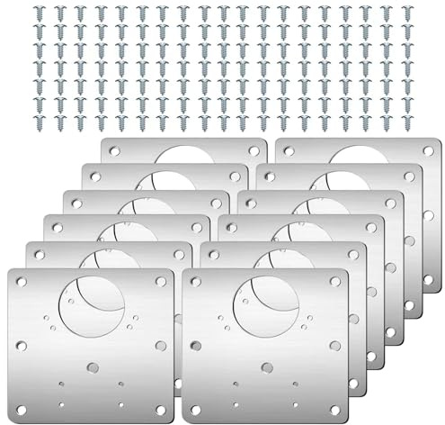 12-Piece Hinge Repair Plate Kit, Cabinet Hinge Repair Plate & Kitchen Door Hinge Repair Plate Set, Stainless Steel Cupboard Hinge Repair Plates for Door, Drawer, Furniture, Window Fixing, 72 Screws
