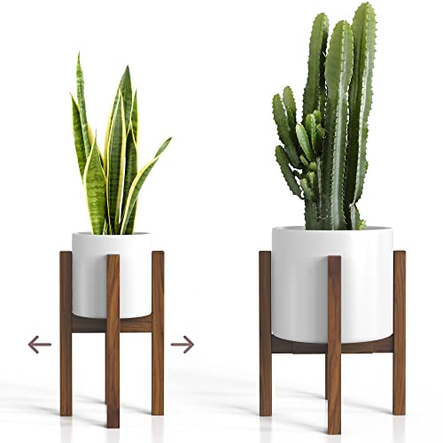 Sophia Mills Mid Century Pflanzenständer – Massivholzständer handgefertigt mit Akazie – passend für mittelgroße und große Töpfe von 20,3 bis 30,5 cm (nicht im Lieferumfang enthalten) (verstellbare