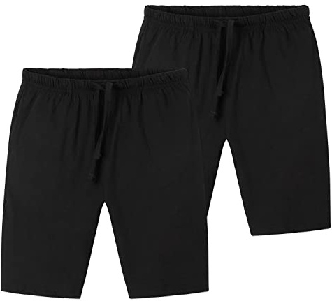 CityComfort Set med 2 tröjashorts för pojkar | Twin Pack i Navy & Charcoal eller Grey & Black med fickor för sport, lounge, fotboll, gym | Sommar-PJs (9-10 år, svart 2-pack)
