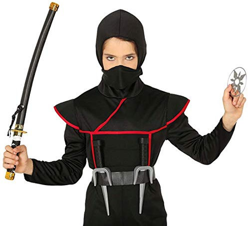 NET TOYS Cooles Ninja-Set mit Schwert, Messer und Shuriken - Originelles Kinder-Kostüm-Zubehör Samurai Krieger Accessoires - Der Mittelpunkt für Kinder-Fasching & Kostümfest
