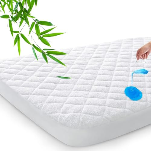 Wasserdichter Reisebett-Matratzenschoner, passend für 95 x 65 cm große Reisebett-Matratze, ultraweiche Viskose aus Bambus-Frottee-Oberfläche, atmungsaktiv und pflegeleicht