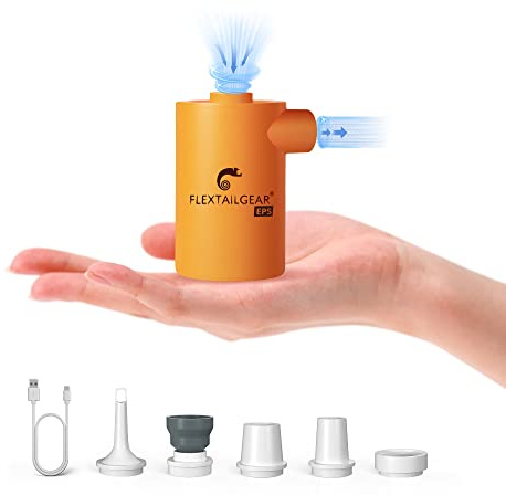 FLEXTAILGEAR MAX-pump 2020 EPS, bärbar luftpump med 3 600 mAH batteri USB-uppladdningsbar pump – snabb uppblåsning för luftmadrass, poolleksaker, flytande, simring, luftsäng, dammsugarpåsar