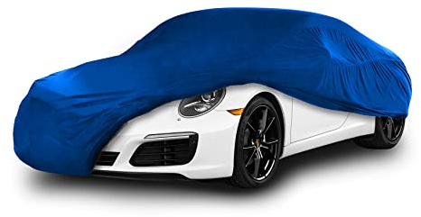 Cosmos - Indoor Car Cover compatible with main Compact Saloon models, Elastic, Breathable and Dustproof Fabric, Soft Lining, Snug Fit, Blue
