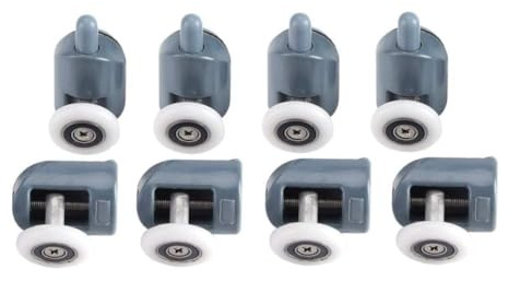 Garosa Set mit 8 Duschtürrollen (4 obere Rollen und 4 untere Rollen) für Glasschiebetüren (#1) in Grau