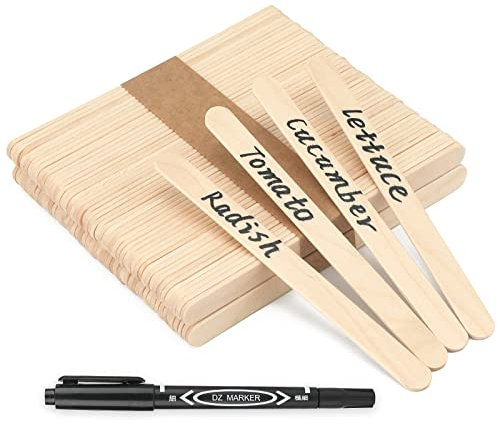 KINGLAKE, Etichette per Piante in Legno, 100 Pezzi, 11,4 x 1 cm, in Legno Naturale, Etichette ecologiche per Giardino