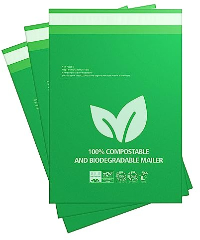 Eco Mailing Bags 12x16 (300x400mm) | Pack of 10/20/50/100 | Biodegradable and Home Compostable | EN13432 Certified | Sustainable | Zero Waste | Postage Bags | Plastic Free (10)