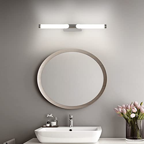 ECOBRT LED-Spiegelbeleuchtung fürs Badezimmer, 40 cm Chrom, wandmontiert, neutralweiß 4000K, IP44 wasserdicht, Make-up-Licht