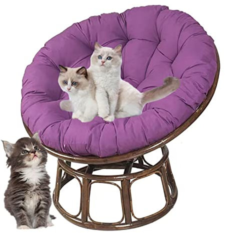 SRHWBF Papasan Kissen Sitzkissen Im Freien Hängesessel Kissen Krabbeldecke Für Rattan Hängeschaukel Ei Hängesessel für Drehsessel Korbsessel Balkonstuhl (NUR Kissen) (Purple Ø130cm/51.1 in)
