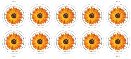 2022 Global Forever International Mail African Daisy Postage Stamps (1 Sheet, 10 Stamps)