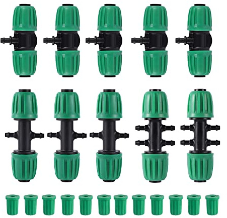 FULAIERGD 1/2 Zoll Schläuche (1/2 ID x 0,6-0,63 OD) 16 mm bis 1/4 Zoll Bewässerungsrohr Anti-Drop-Schlauchfittings mit Widerhaken (passend für 13 mm ID / 4 mm ID) (1/2 bis 1/4 Zoll Fittings Kit)