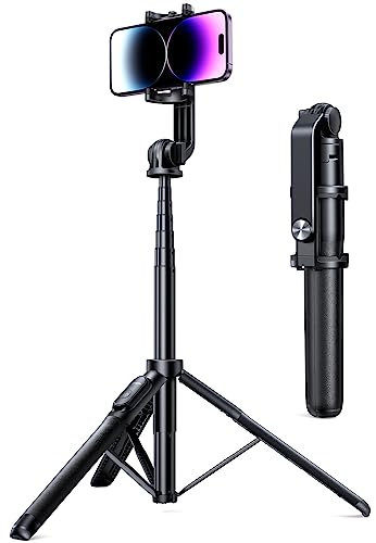 UGREEN iPhone Tripod Stand Filming Selfie Stick Bluetooth Remote 63”/1.6m Tall Phone Holder Portable 360° Rotating Mount Compatible with iPhone 16 Pro Max 15 Plus 14 13 12,Galaxy S24 Ultra A15,Camera