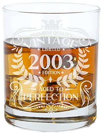 Always Looking Good Verre à whisky gravé vintage 2003 pour homme de 21 ans - Cadeau pour les 21 ans
