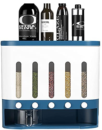 Dispensador multifunción de alimentos secos, caja de almacenamiento de cubos de arroz con tapas y taza medidora, tanque de almacenamiento de granos de cocina para cereales de caramelo de frijoles de