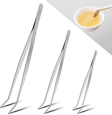 3 pcs Kitchen Cooking Tweezers (20cm and 25cm and 30cm),Barbecue Tweezer Kitchen Tools，Chef Tweezer Tongs Professional，for Kitchens, Restaurants, Buffets, Weddings and Parties of All Kinds(Inclined)