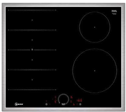 NEFF T66SHE4L0, N 70, Induktionskochfeld, autarkes Glaskeramik-Kochfeld 60 cm breit, Twist Touch, Flex Induction, Home Connect, Smart Hood Automatic, aufliegend, Schwarz