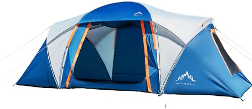 uniHimal Tents for Camping, Waterproof 10 Person Family Tent with Double Layer & 4 Large Mesh Windows, Weather Resistant Easy Setup 2 Room Big Tent for Music Festival, Parties, 18 X 9 X 6.8Ft