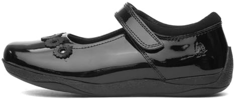 Hush Puppies Girls Christina Patent Senior Shoe, Black, 3 UK