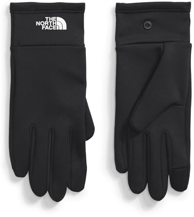 The North Face Etip Liner Glove | Touchscreen Compatible, Hand Warming Double Knit Fleece Shell, Snap Cuffs, TNF Black, Large