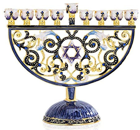 Teelichthalter, Kerzenständer, Kerzenständer, Wachs-Sets, handbemalt, Chanukka-Menora, Judentum, Davidstern, Emaille-Kerzenständer, Chanukka-Kerzenleuchter, verzierte Kristalle Beauty Comes