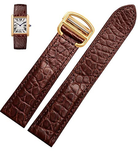 BUDAY Uhrenarmband aus Krokodilleder, für Cartier-Uhrenarmband, 20 mm, Leder-Tankschlüssel, London, Calibo Uhrenkette, Damen, 20 mm, 22 mm, Achat