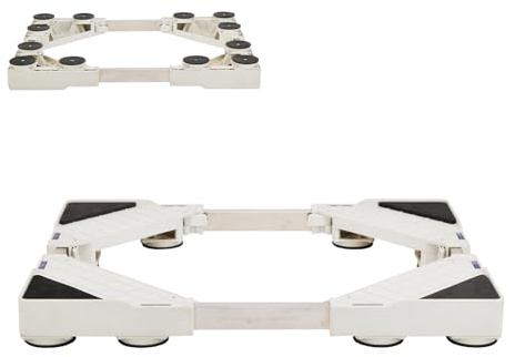 Waschmaschine Sockel, Verstellbare Waschmaschinen Untergestell Länge 50-77cm Breite 45-72cm Höhe 5.5cm Sockel Bärenlast 300kg, Waschmaschine Sockel 12 Fuß für Trockner Waschmaschine Kühlschrank WeiB