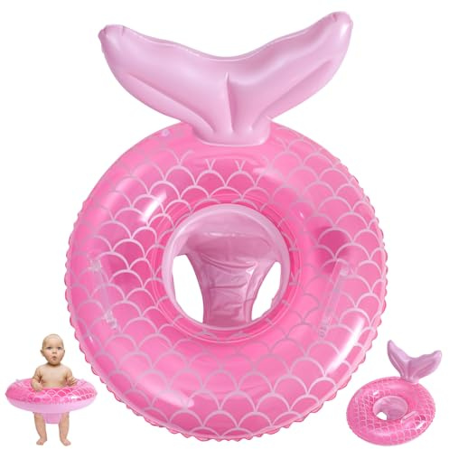Fischschwanz Schwimmring Baby Schwimmring ab 1 Jahr, Aufblasbarer Schwimmreifen Baby Schwimmhilfe, Schwimmsitz Baby Swimming Ring mit Armlehnen, Geeignet für Babys von 3 Monaten bis 36 Monaten