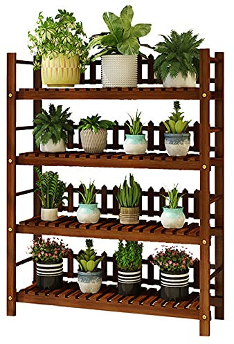 ASHILD Supporto per piante in legno per fioriera a più livelli, supporto per balcone interno per giardino esterno, supporto per fioriera con scala in legno per fioriera a 4 livelli, 90cm