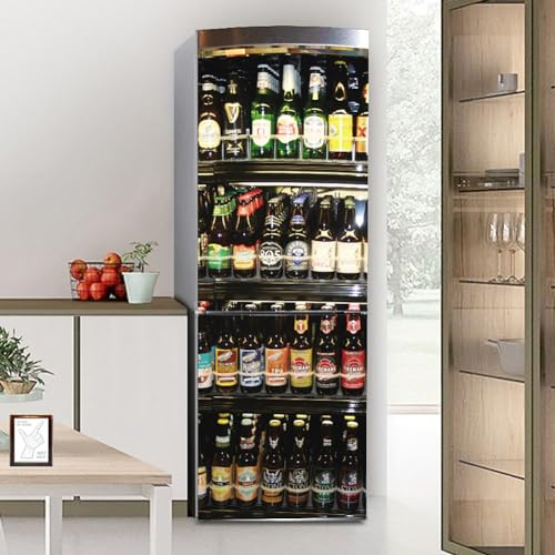 Adesivi per frigorifero decorativi 3d, adesivo per frigorifero che copre completamente la porta del frigorifero copre adesivi murali per decalcomanie da cucina, pieno di tutti i tipi di birra