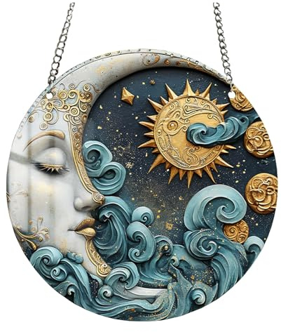 FengFaer Astral Acryl-Fensterbehang, Mond, Acryl-Sonnenfänger, Dekoration, Wandkunst, Dekoration für Zuhause, Büro, Weihnachten, Muttertag, Valentinstag, Festival, Geschenk (Stil A)