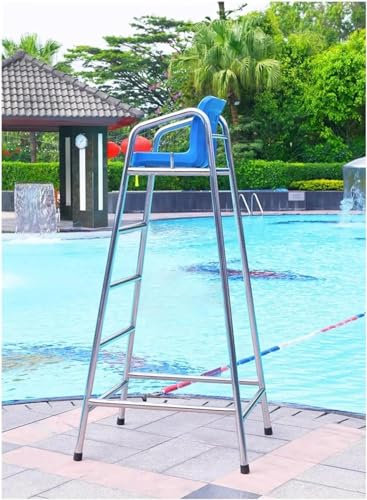 AviiSo Escalera para piscina exterior 180 cm de altura Silla de salvavidas para terraza de piscina para exterior/interior, Taburete de bar desmontable de acero inoxidable con asiento, Carga 660 libras
