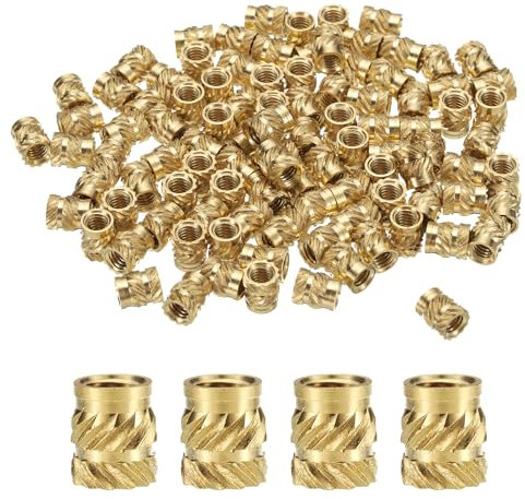 QUARKZMAN 50Pcs Insertos Roscados de Latón M4*7mm, OD 6mm Tuercas Roscadas de Latón de Ajuste Térmico, Tuerca de Inserción para Piezas de Impresora 3D