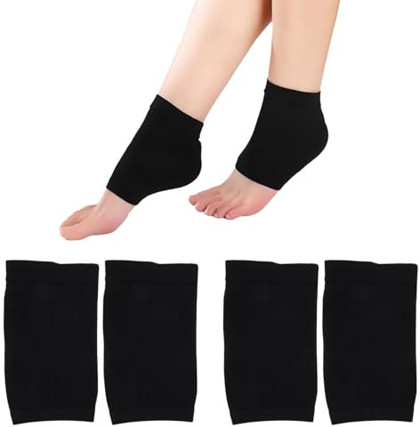 Qkhcable 2 Pairs Ankle Compression Sleeve Support Plantar Fasciitis Socks Gel Ankle Compression for Women Men Swelling Sprain Neuropathy Foot Arch Heel Support Black