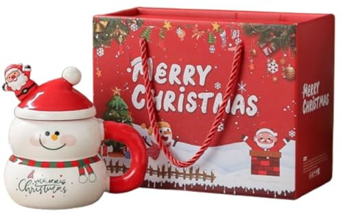 Richaa Weihnachten Kaffeebecher mit Rührlöffel 400ml Latte Macchiato Weihnachtstasse Cappuccino Tassen Kaffeetassen Mug Geschenk