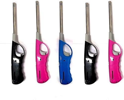 5 x Refillable Gas Safety Candle Lighters for Kitchen, Barbecue, Camping, Fireworks - Indoor/Outdoor Cookers & Fireplaces BY EVINOS