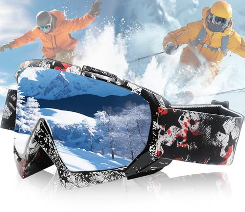 Benaton Motocross Winddicht Anti Fog Uv Skibrille, Cool Bunt Motorradbrille, Skibrille Snowboard Brille Für Brillenträger Herren Damen Erwachsene Jugendliche,Motocross Brille Mit Schaumstoffpolsterung