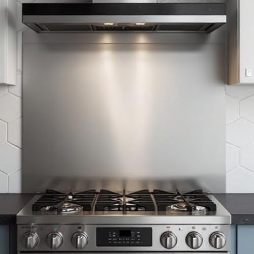 Ooivie Stainless Steel Splashback – Brushed finish - Splashback for Kitchen – cooker splashback – kitchen splashback – multiple sized kitchen splashbacks for walls (Without holes, 600mm x 850mm)