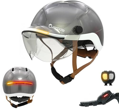 Overade European Innovation - Life Helm Mit Visier Für Fahrradhelme, Inkl. Oximote Blinker-Fernbedienung, Inkl. Bremslichtfunktion, Einheitsgröße