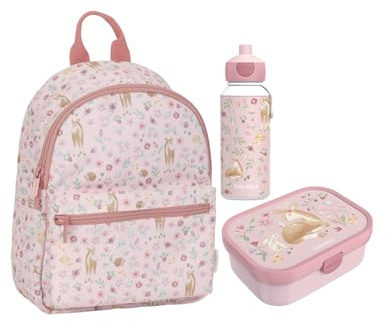 Little Dutch Set Rucksack & Brotdose & Trinkflasche Pop-up für Kinder rosa - Fairy Garden