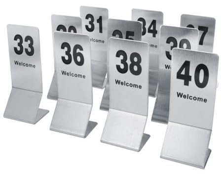 10 Piezas Números de Mesa, Señal de Mesa Numerada de Doble Cara de Acero Inoxidable, Tarjeta de Asiento de Boda de Restaurante para Eventos, Banquetes, Servicio de Alimentos(31-40) | Números de Mesa de Restaurante, Tarjeta de Asiento de Boda Para Eventos, Banquetes, Servicios Alimentarios (31-40)
